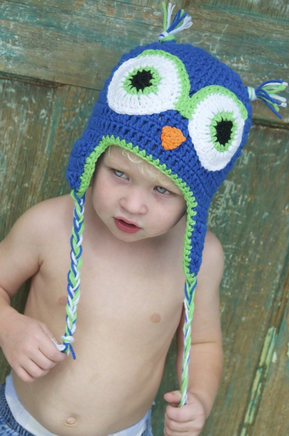 Owl earflap hat Sizes available newborn to 3 month, 3 - 6 month you choose colors