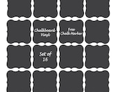 Chalkboard Vinyl Labels, Chalkboard Stickers -set of 16  labels - FREE CHALK MARKER- great for: Pantry, Canisters, Bins, Glasses, Jars