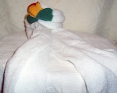White Headwrap with Rasta Colors FREE US SHIPPING