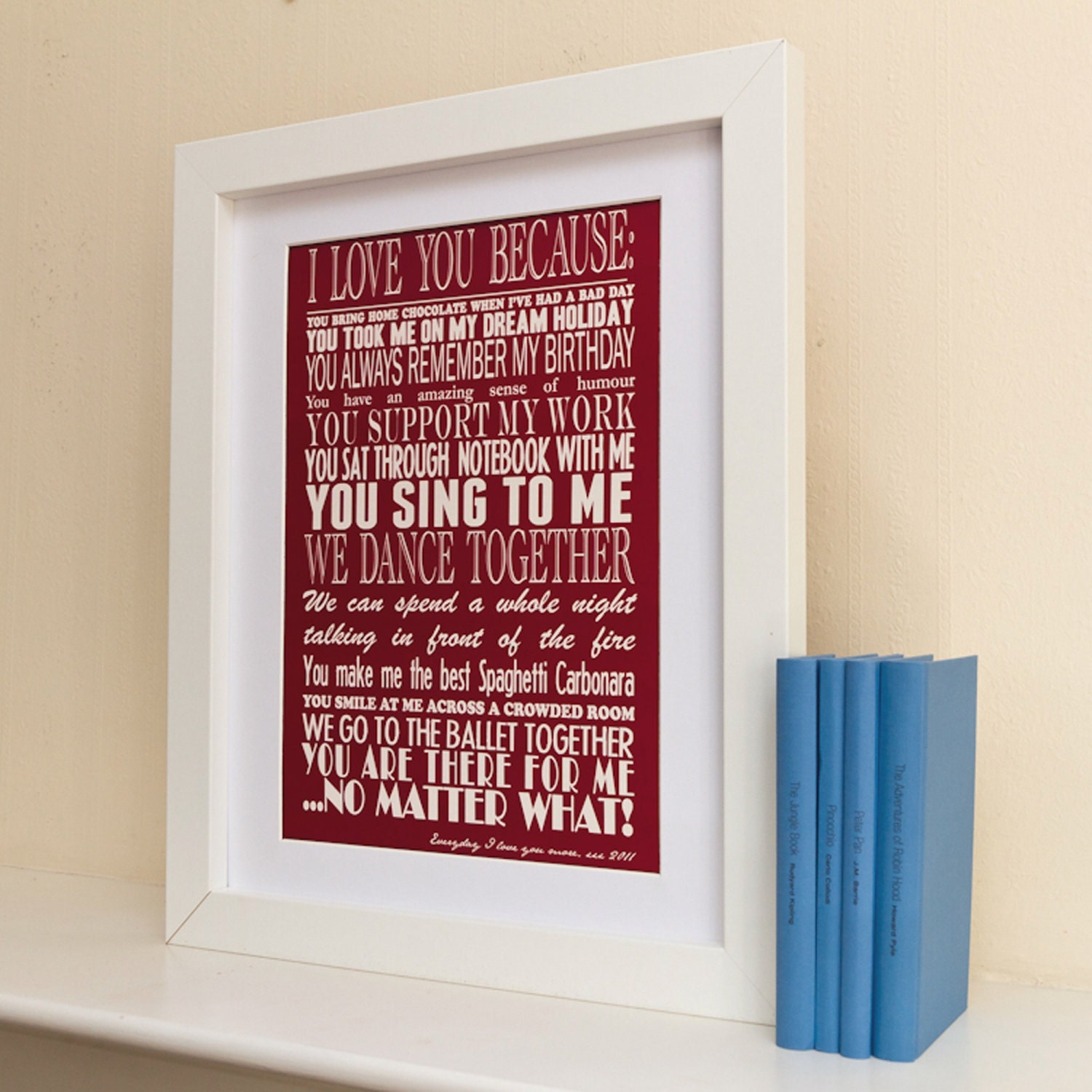 Personalised 'I Love You Because' Print - Large
