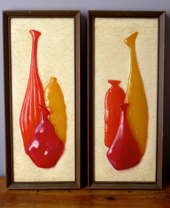 Pair of Richter Artcraft "Glass" Bottle Wall Reliefs