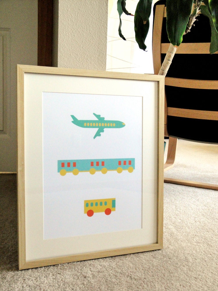 Plane, Train, Bus - a modern design print 13x19