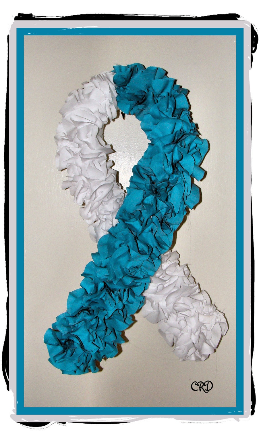 Cervical Cancer Awareness Wreath Teal and White