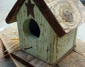 Rustic Green Reclaimed Wood Birdhouse