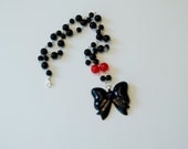 SALE FURTHER REDUCED Bubblegum Bow Necklace - Black/Red