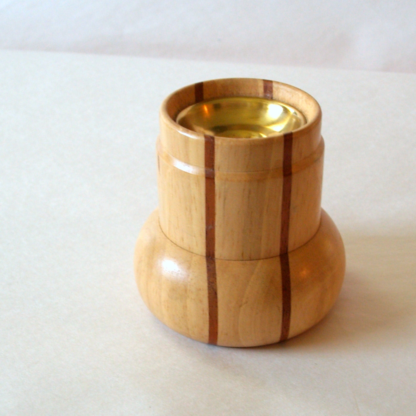 SIMPLE DANSK Scandinavian Decor WOODEN and Brass Taper Candle Holder made in Thailand Danish Style Design Mid Century Modern  Home Decor
