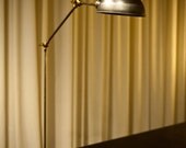 Clamp on steel and brass articulating desk lamp, work light