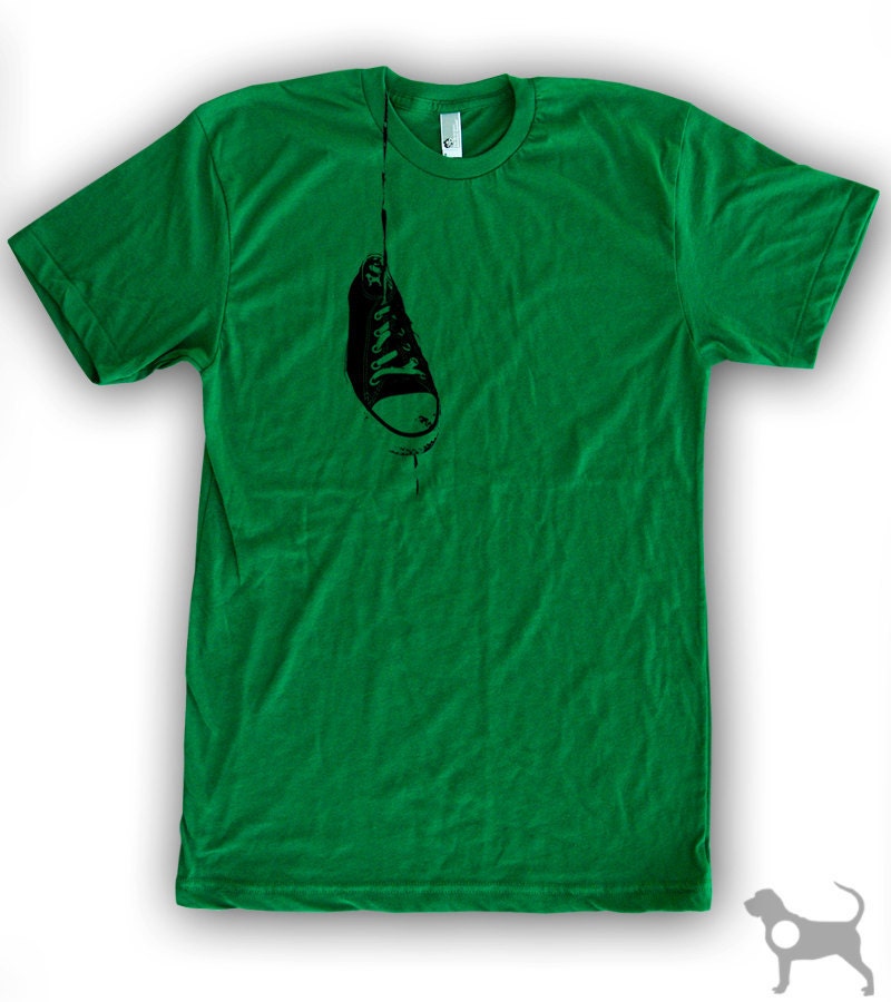 Hanging Sneakers Men's/Unisex Poly Cotton T-Shirt by American Apparel (XS S M L XL) Choose Your Shirt and Ink Colors