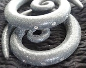 BLACK SWAN Spirals Gauged Earrings. 2g, 0g, 00g, 7/16", 1/2", 9/16", 5/8". Also Available as Fake Faker Gauges Plugs