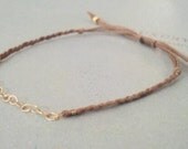 linky. chic delicate friendship bracelet gold filled chain links on adjustable cotton cord