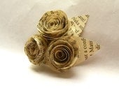 Book Page Flower Boutonnieres // Library Wedding Book Page Roses