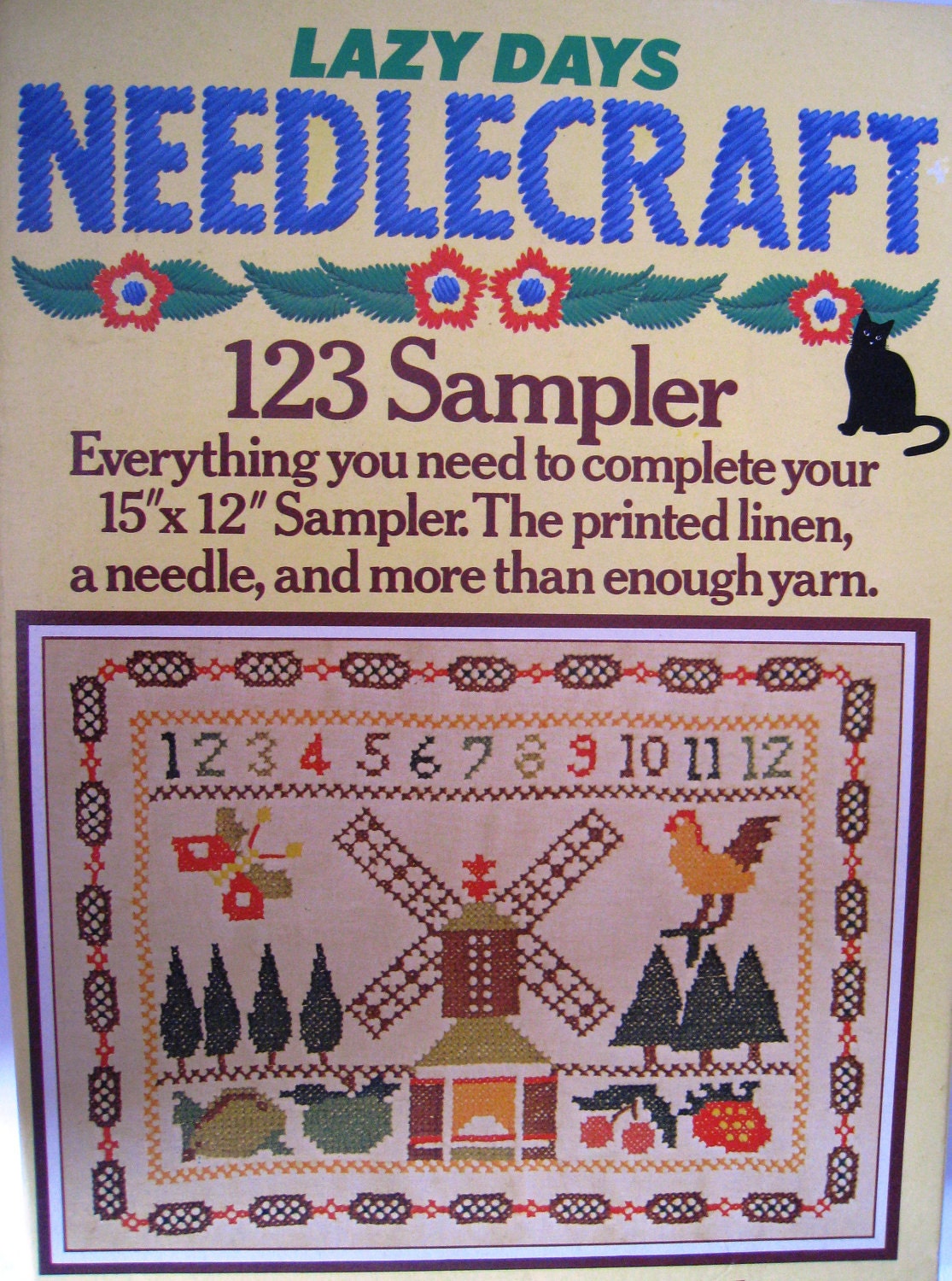 Vintage Embroidery Beginner's Sewing Kit Sampler 1977
