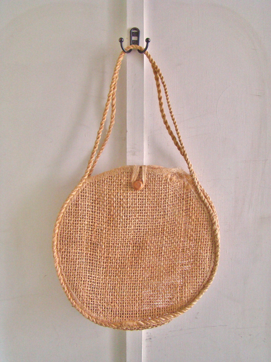 vintage natural woven straw beach tote