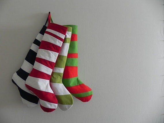 6 SEUSS Christmas Stockings - Pick Your Colors - Six Striped Christmas Stockings Inspired by Dr Seuss