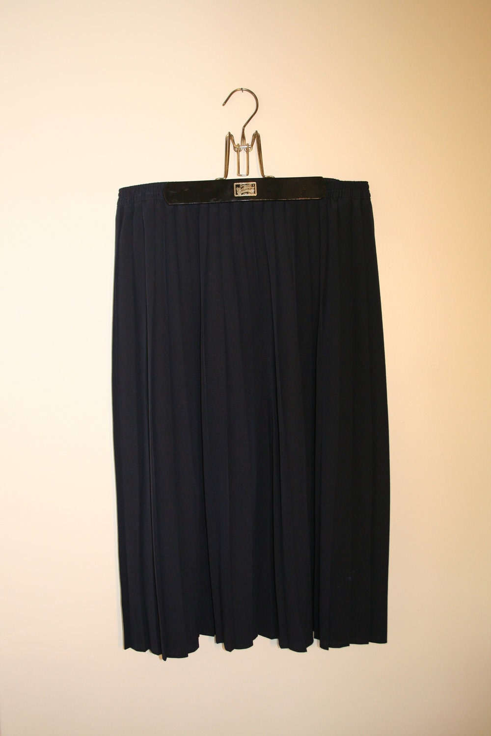 Navy Blue Midi Pleated Skirt