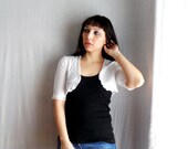 White bolero shrug with lace - bridesmaid shrug white shrug wedding shrug