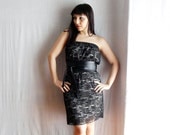Black lace strapless dress - black lace dress mini dress tube dress