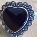 Vintage Sterling Silver Black Onyx and Marcasite Heart Shaped Ring Valentine's Gift