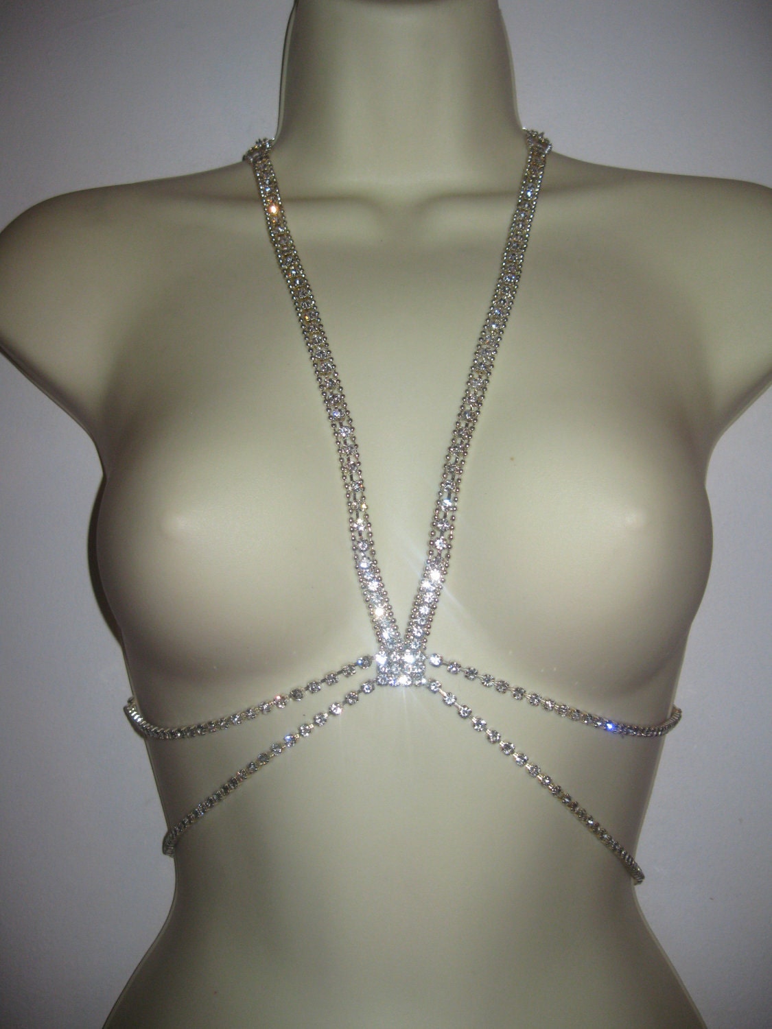 Rhinestone body chain multi strand body chain harness