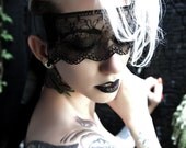 Black silk lace face mask masquerade headpiece