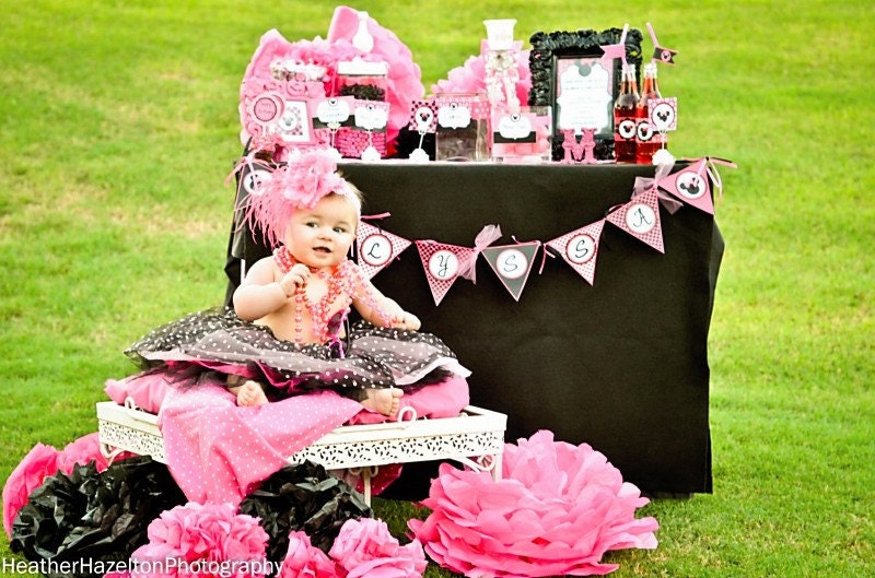 MINNIE MOUSE Inspired Party Printables - Food Labels or Place Cards - Girls Birthday Party - First Birthday- Krown Kreations Il_170x135