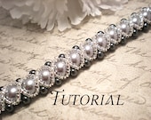Tutorial PDF Right Angle Weave Swarovski Pearl Braided Bracelet with a Glass Seed Bead Overlay, Instant Download