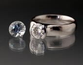 Montana Sapphire Round Half Bezel Classic Solitaire Engagement Ring in Palladium - Alternative Engagement Ring