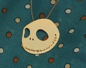 Jack Skellington Golden Necklace, Movie Jewelry, Cute Necklace, Christmas Gift, Halloween Jewelry- Handmade- Free Shipping- Ready to Ship