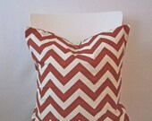 16 inch throw pillow cover, Chevron rust and white. Zigzag pattern, modern print. For indoor use.