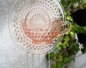 Depression Glass Wind Chime Upcycled Teacup Windchime Suncatcher