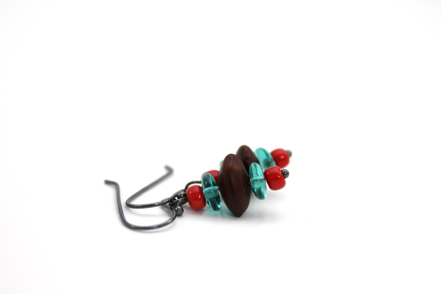 bright indie earrings bohemian earrings acacia seed earrings orange and turquoise hippie earrings natural
