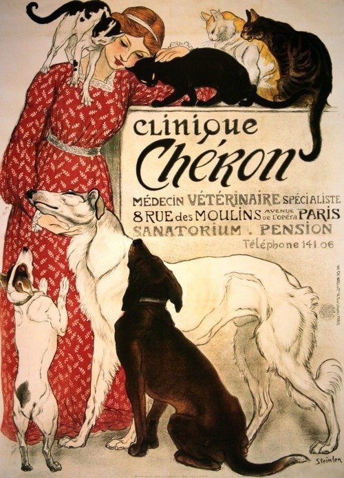 Art Nouveau Lady Veterinarian Print from Steinlen 1905