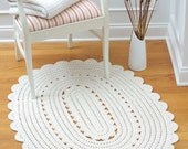Oval Crochet Doily Rug ALICIA- Off White - Oval 50" x 36" / 128cm x 92cm