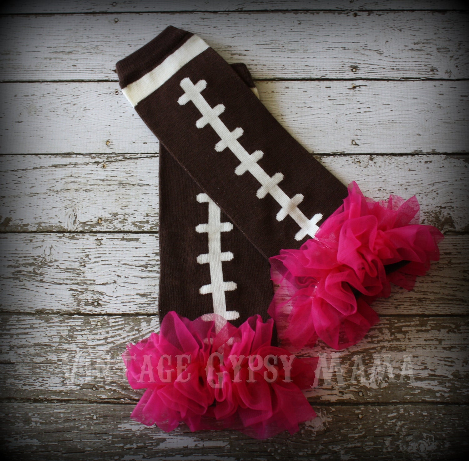 Customizable Football Leg Warmers Fuchsia Hot Pink Tutu Tights Leggings Ruffled Chiffon Birthday Party Football