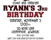 Razorback (woo pig sooie) Invitation (Birthday, Tailgating, No. 1 Fan) - Any Occasion - Printed Invitation Set