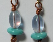 clear and green bead dangle earrings