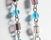 Long blue and purple dangle earrings