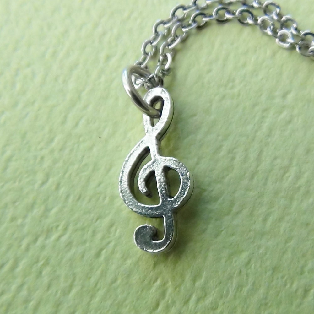 TREBLE CLEF - Pewter Charm on a FREE Plated Chain