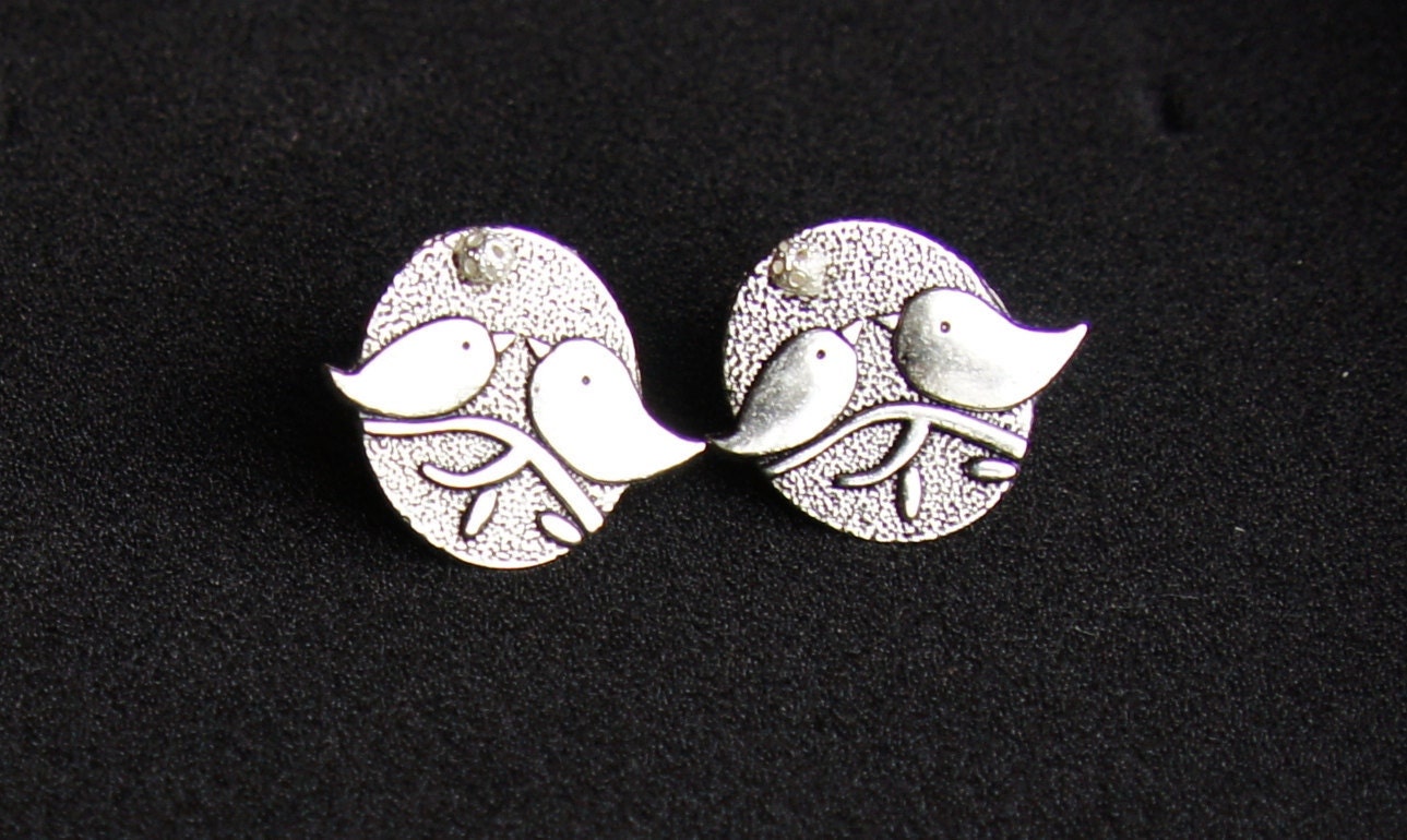 Wedding Cufflinks - Love Bird Cuff links - Men's Birdies Cufflink - Husband Groom Boyfriend - Men's Gifts - Silver Dove Birds on Tree
