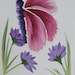 Pack of Two Hand Painted Cards - Butterfly with flowers Handmade Card