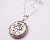Sailor's Direction: Compass Silver Locket.Father's Day gift.