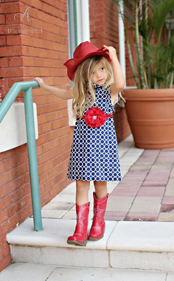 July 4th Navy Blue Modern Metro Circle Dress