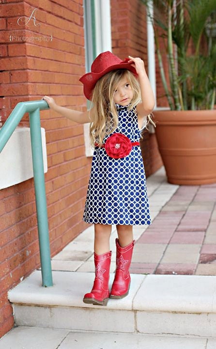 July 4th Navy Blue Modern Metro Circle Dress