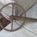 Vintage Industrial Surveyor Wheel Iron Tool Rustic Primative Wood  Metal Square Nail Measuring Tool Garden Art Mens Gift