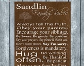 RUSTIC personalized family rules digital print