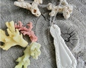 Porcelain Necklace Pendant, Made from Antique Spoon, Silver Chain