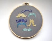 mustache art hand embroidery hoop art mustache sampler