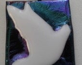 White Dove Dichroic Glass Necklace Ooak Angels of Peace