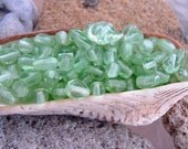 Small Green Glossy Glass Beads - Assorted Shapes -  Sale Under 5
