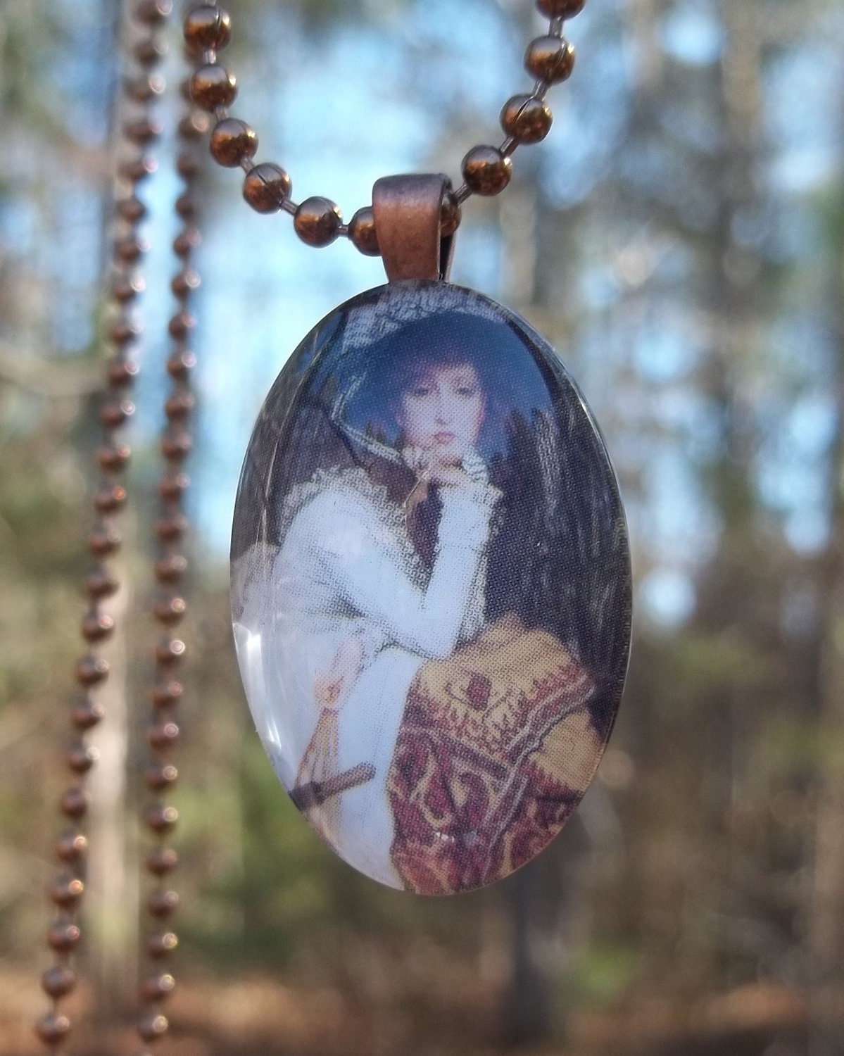 Victoriana Lady Oval Glass Cabochon Pendant Choice of Portrait Pose Equestrian Fancy Beauties